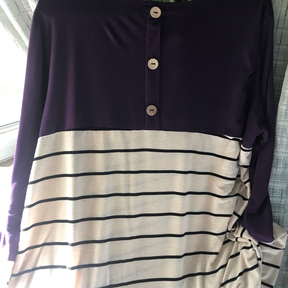 ChicSoul top plus size 3x nwot purple and cream with stripes tunic - Picture 2 of 4